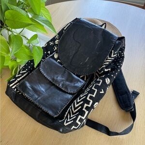 Black and White Ethnic Pattern Backpack